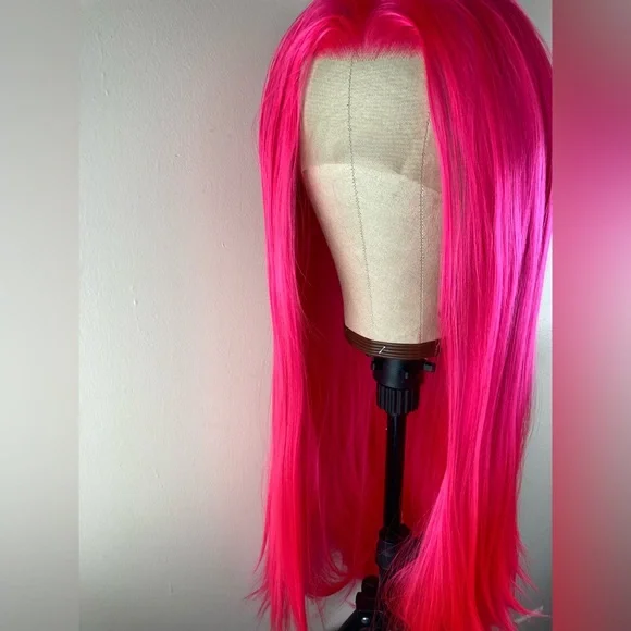 Long Pink Wigs -Pink lace Front Wigs